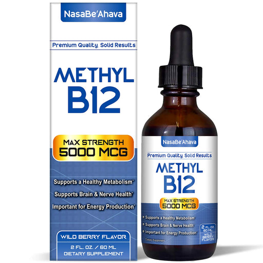 NASA Beahava Vitamin B12 Liquid Drops - 5000 MCG Supplement with Methylcobalamin (Methyl B-12)